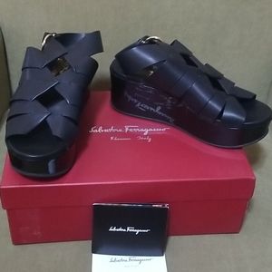 Salvatore Ferragamo black wedge sandal